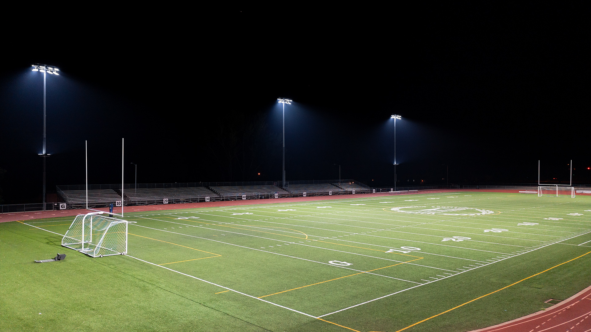 Everly-Montgomery Field with Musco's factory-aimed LED sports lighting system