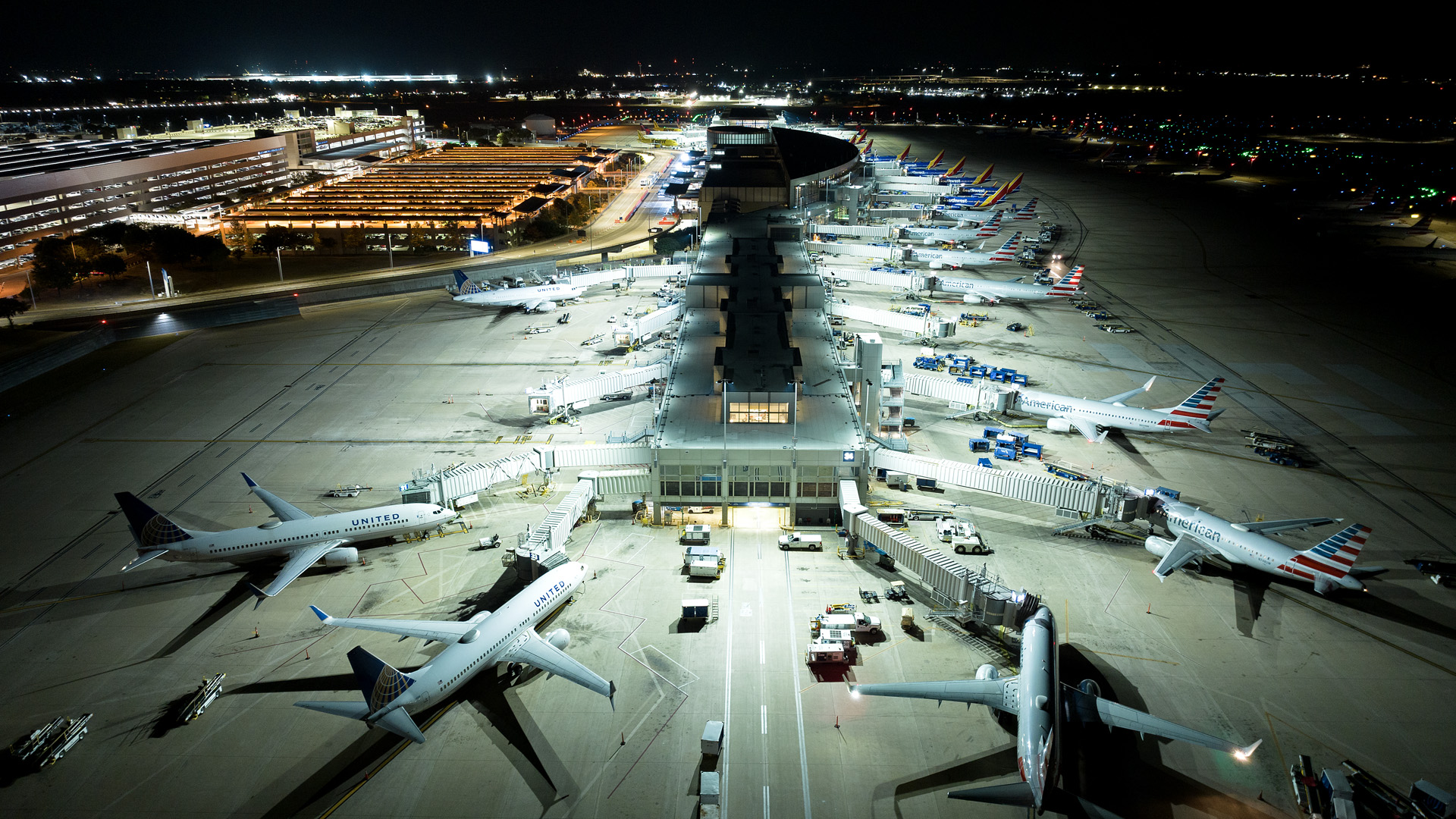Austin-Bergstrom International improved apron lighting with Musco LED airport lighting