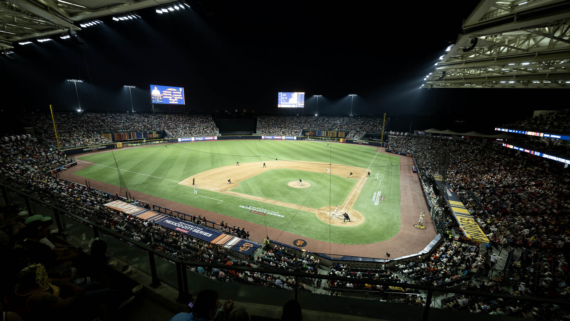 MLB game being played at Estadio Alfredo Harp Helu after baseball field LED lighting upgrade