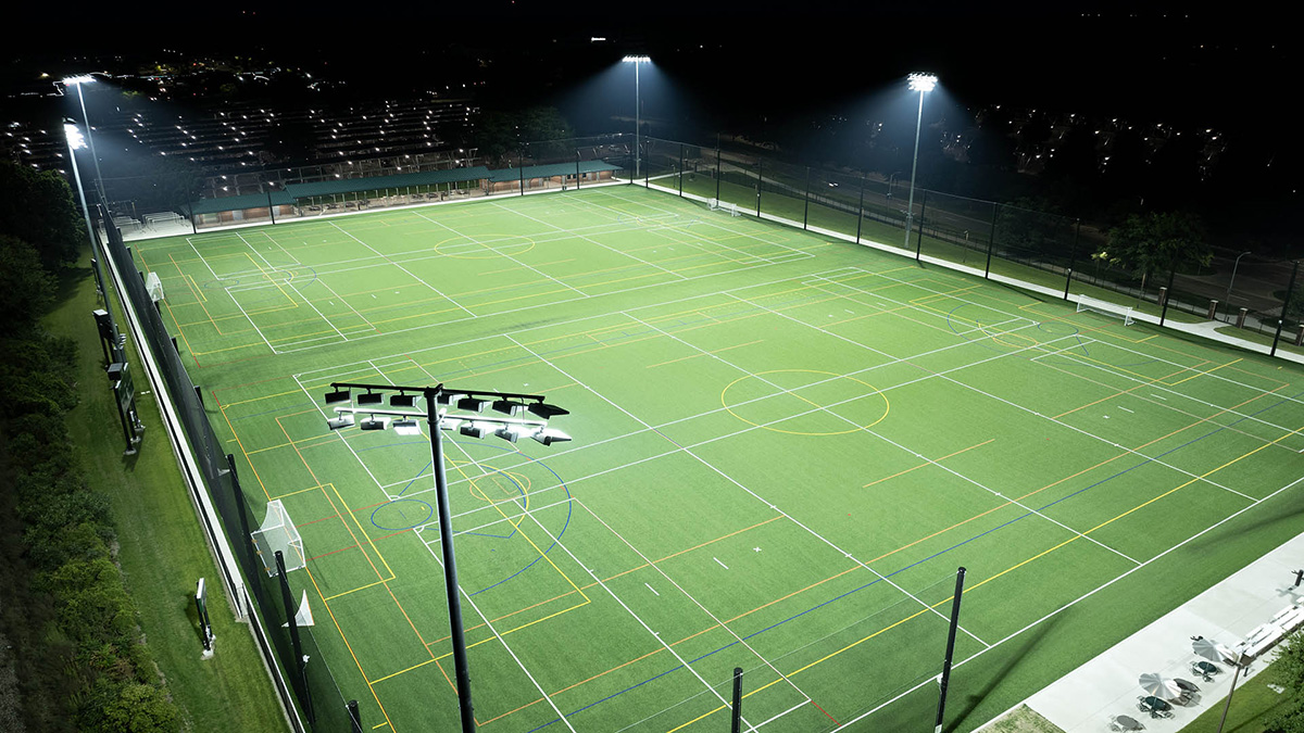 Lacross field with overhead lighting