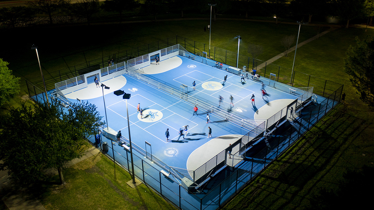 Two blue mini-pitches