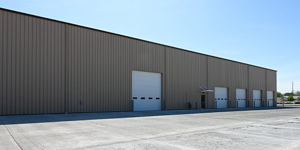 Exterior photo of Musco's new manufacturing and fabrication building in Muscatine, IA