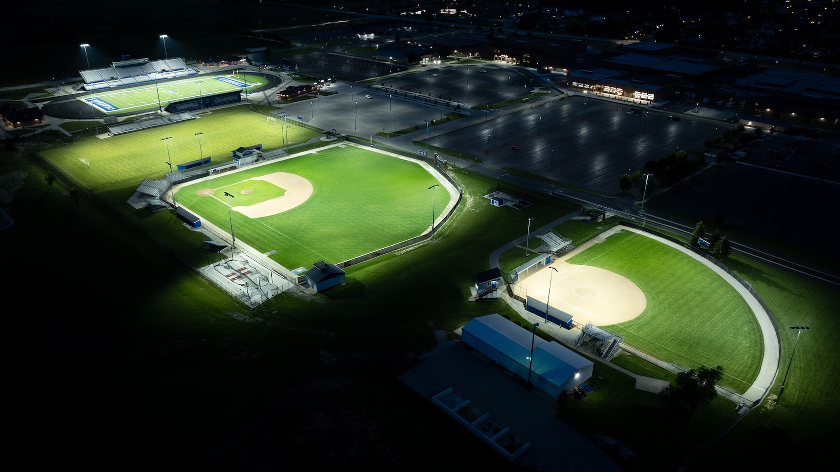lights illuminating baseball fields