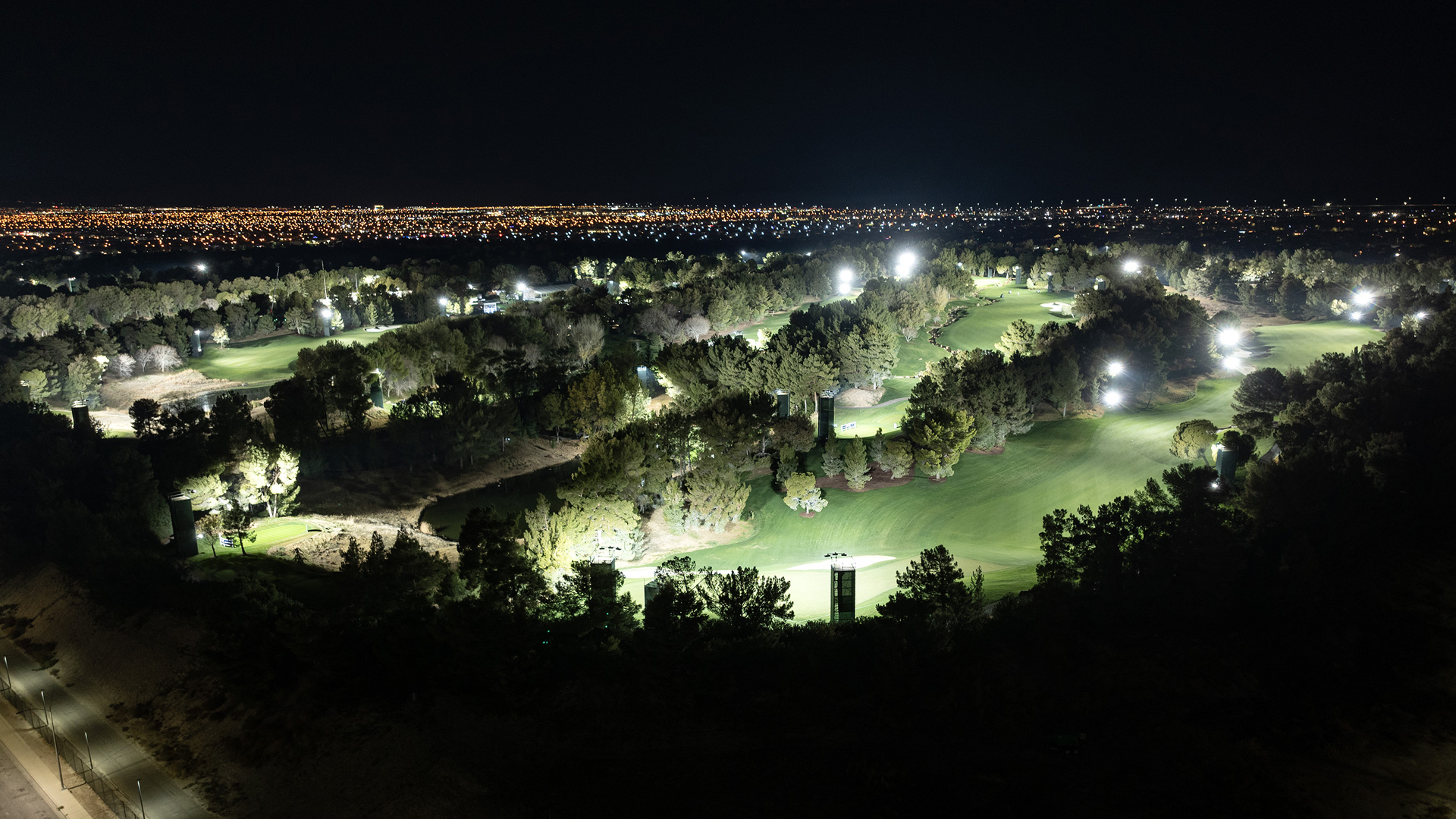 Shadow Creek Golf Course lit up at night