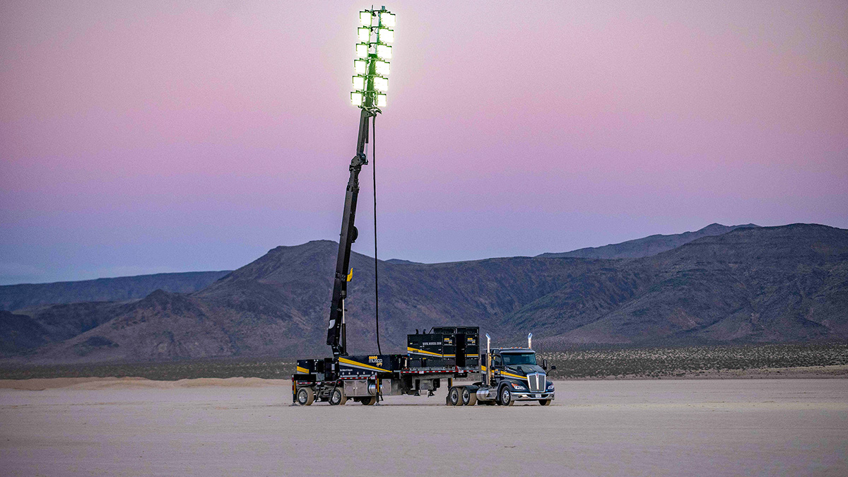 temporary mobile lighting on semitruck