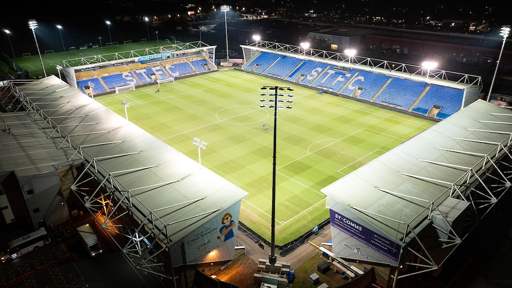 soccer field lights on at night