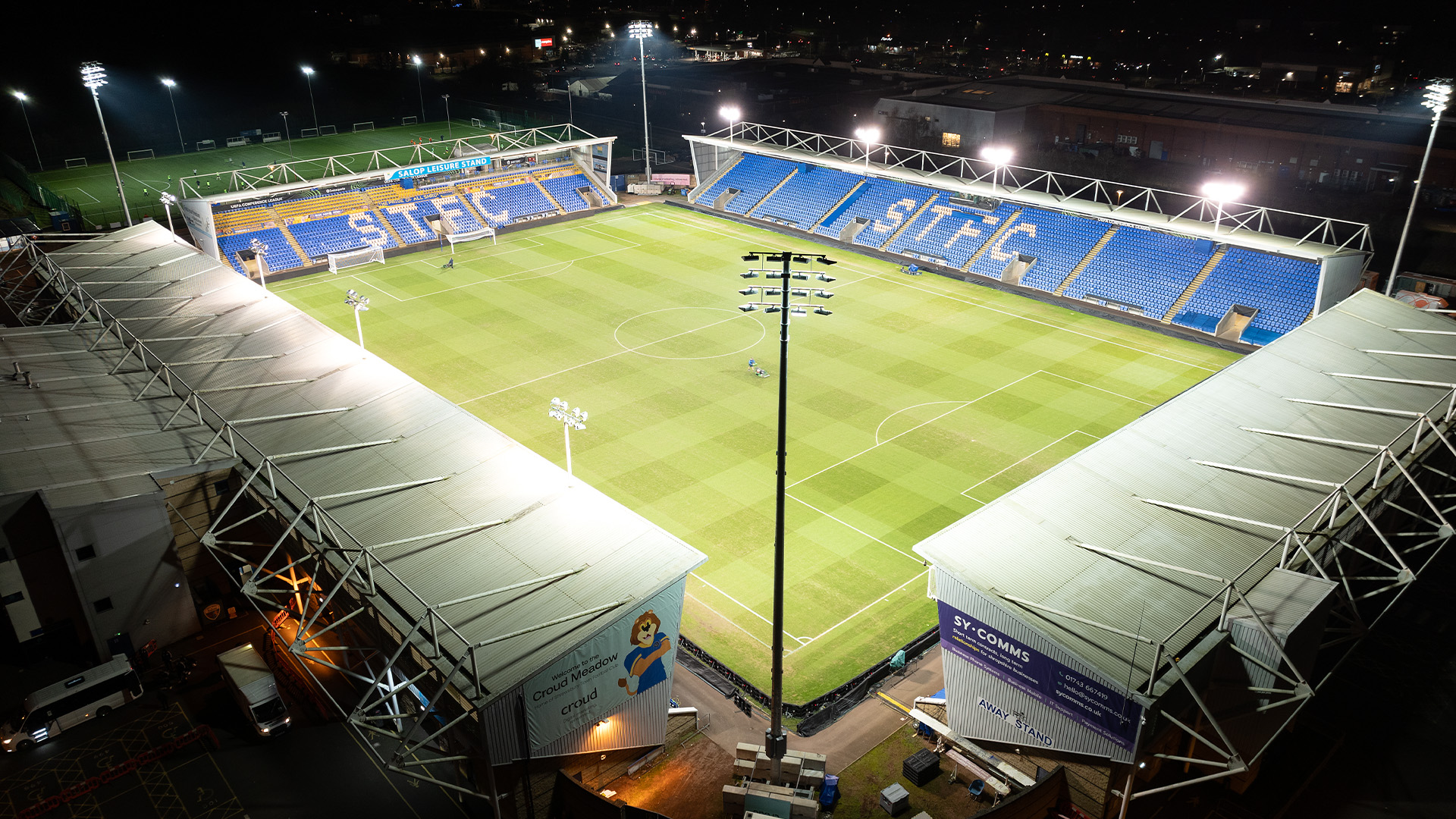 Temporary soccer pitch setup